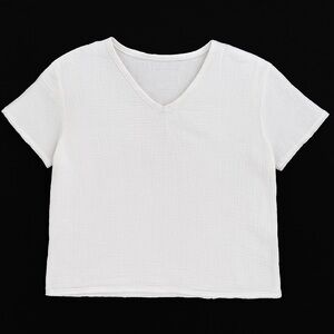 Madewell White Cropped Fitted Short Sleeve T-Shirt